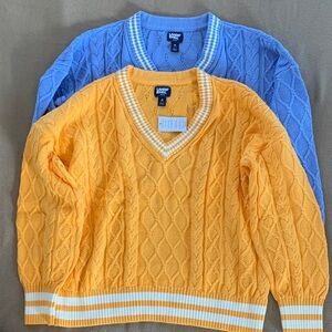 Lands' End Women’s V-Neck Sweater - Yellow and Blue (sold separately)